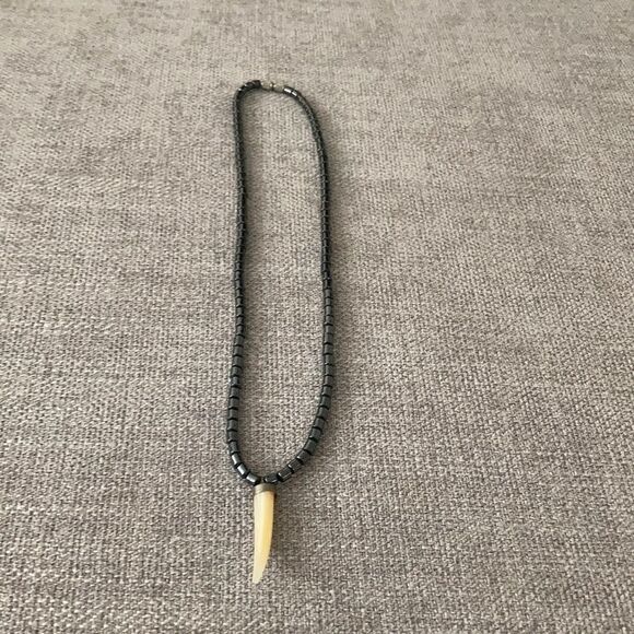 Unisex Necklace Hematite with Shark’s Tooth - Picture 2 of 4